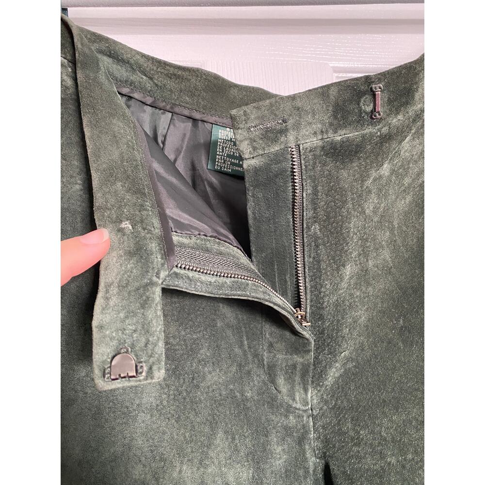 Ralph Lauren green 100% leather suede trousers Size 8 EUC - Picture 6 of 6